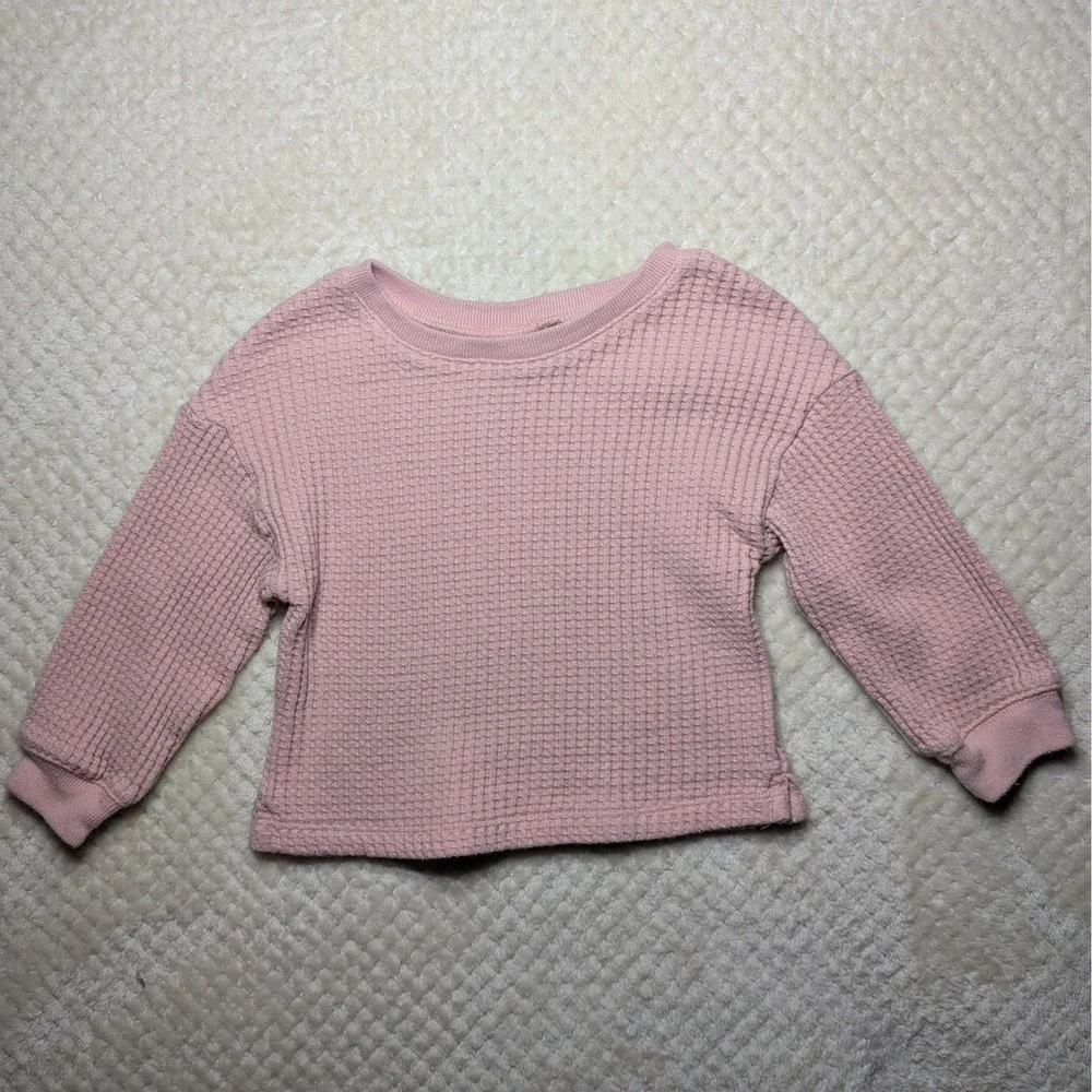 Baby GAP Waffle‎ Knit Sweatshirt Pink Long Sleeve Toddler 3T